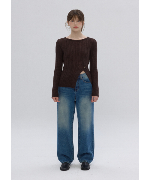 BUTTON UP（ボタンアップ）の「スタンダードウォッシュドセミワイドデニム（ブルー）（デニムパンツ・レディース・その他・SMALL/MEDIUM/LARGE）」の2枚目の写真