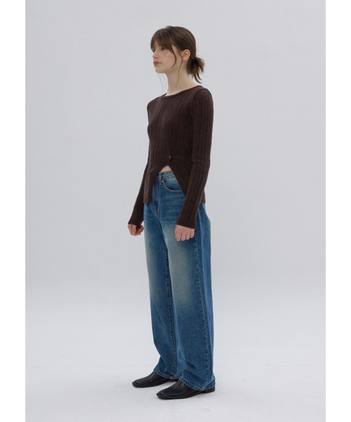 BUTTON UP（ボタンアップ）の「スタンダードウォッシュドセミワイドデニム（ブルー）（デニムパンツ・レディース・その他・SMALL/MEDIUM/LARGE）」の4枚目の写真