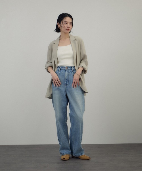 SALON adam et rope'（サロン アダム エ ロペ）の「[26SS]GENTLE SILK ジャケット / セットアップ対応・洗える（テーラードジャケット・レディース・ブラック/ベージュ系その他・FREE）」の5枚目の写真