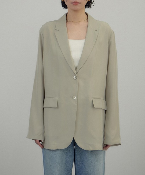 SALON adam et rope'（サロン アダム エ ロペ）の「[26SS]GENTLE SILK ジャケット / セットアップ対応・洗える（テーラードジャケット・レディース・ブラック/ベージュ系その他・FREE）」の14枚目の写真