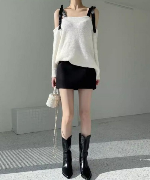 Miniministore(ミニミニストア)の「ウールライクミニタイトスカート 美脚脚長(スカート・レディース・ダークグレー/ブラック・M/L/S)」の7枚目の写真