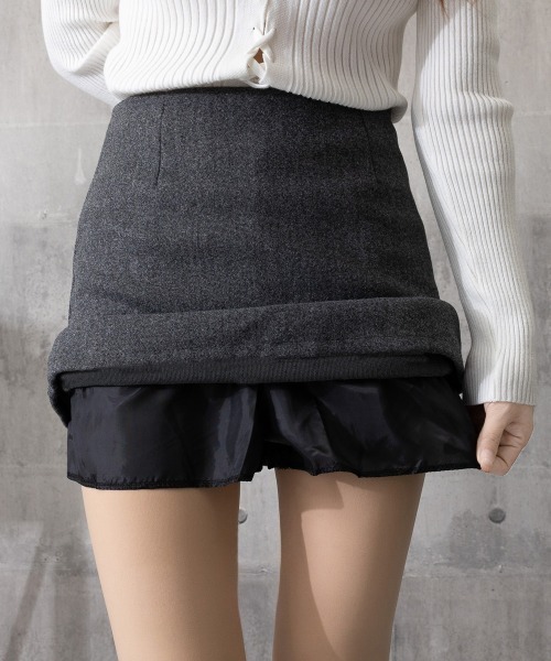 Miniministore(ミニミニストア)の「ウールライクミニタイトスカート 美脚脚長(スカート・レディース・ダークグレー/ブラック・M/L/S)」の3枚目の写真