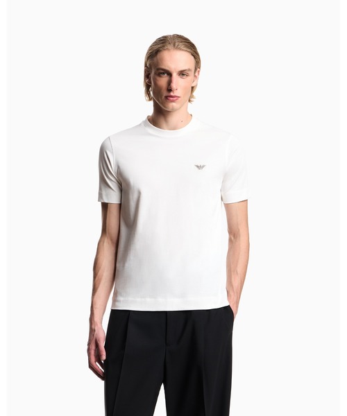 EMPORIO ARMANI(エンポリオアルマーニ)の「【エンポリオ アルマーニ】スリムフィットTシャツ ヘビージャージー(Tシャツ/カットソー・メンズ・オフホワイト/ブルー系/ネイビー・LARGE/MEDIUM/SMALL/X-LARGE/X-SMALL/XX-LARGE)」の5枚目の写真