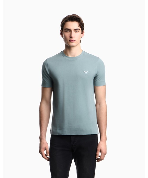 EMPORIO ARMANI（エンポリオアルマーニ）の「【エンポリオ アルマーニ】スリムフィットTシャツ ヘビージャージー（Tシャツ/カットソー・メンズ・オフホワイト/ブルー系/ネイビー・LARGE/MEDIUM/SMALL/X-LARGE/X-SMALL/XX-LARGE）」の7枚目の写真