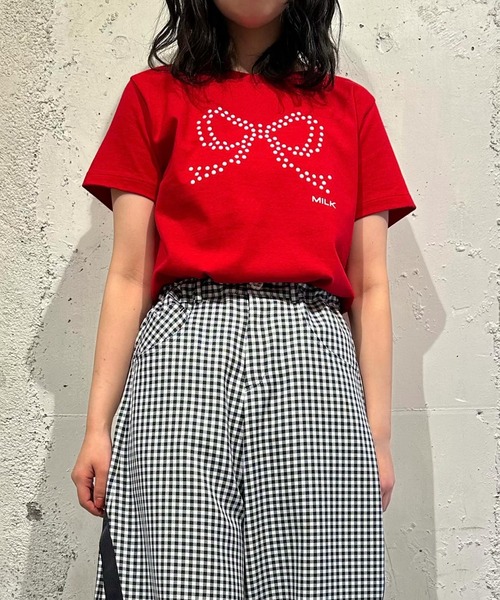 MILK(ミルク)の「Pearl Ribbon Tシャツ(Tシャツ/カットソー・レディース・A/C/D/B・FREE)」の3枚目の写真