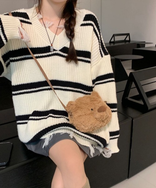 Flugge（フラッジー）の「Vネックボーダートップス（その他トップス・レディース・ホワイト・FREE）」の7枚目の写真