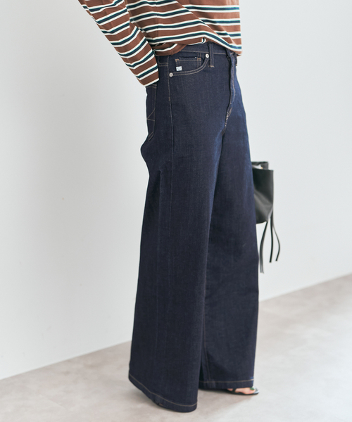 Spick & Span（スピックアンドスパン）の「SOMETHING / サムシング 別注 NEW LISA WIDE*（デニムパンツ・レディース・サックスブルー/ライトグレー/ネイビー・LARGE/MEDIUM/SMALL/X-SMALL）」の6枚目の写真