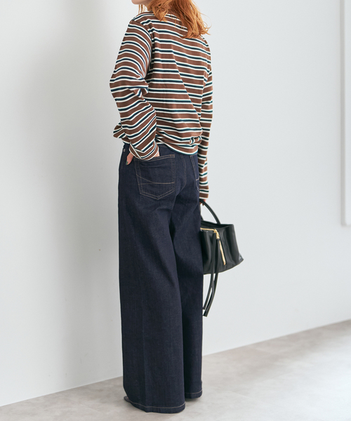 Spick & Span（スピックアンドスパン）の「SOMETHING / サムシング 別注 NEW LISA WIDE*（デニムパンツ・レディース・サックスブルー/ライトグレー/ネイビー・LARGE/MEDIUM/SMALL/X-SMALL）」の9枚目の写真