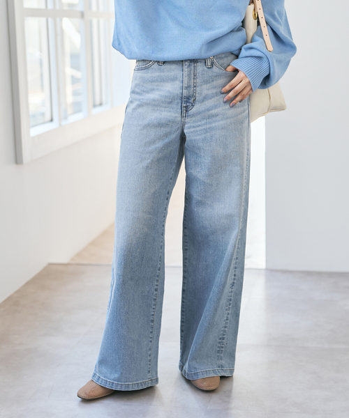 Spick & Span（スピックアンドスパン）の「SOMETHING / サムシング 別注 NEW LISA WIDE*（デニムパンツ・レディース・サックスブルー/ライトグレー/ネイビー・LARGE/MEDIUM/SMALL/X-SMALL）」の10枚目の写真