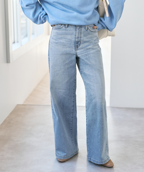 Spick & Span（スピックアンドスパン）の「SOMETHING / サムシング 別注 NEW LISA WIDE*（デニムパンツ・レディース・サックスブルー/ライトグレー/ネイビー・LARGE/MEDIUM/SMALL/X-SMALL）」の11枚目の写真