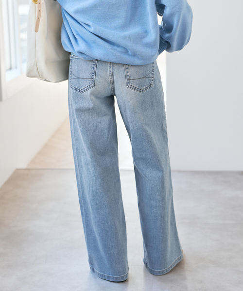 Spick & Span（スピックアンドスパン）の「SOMETHING / サムシング 別注 NEW LISA WIDE*（デニムパンツ・レディース・サックスブルー/ライトグレー/ネイビー・LARGE/MEDIUM/SMALL/X-SMALL）」の15枚目の写真