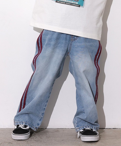 Ocean&Ground(オーシャン&グラウンド)の「サイドラインデニムパンツ(デニムパンツ・キッズ・ブラック/ブルー・90/100/110/120/130/140)」の1枚目の写真