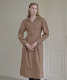 Janet Volume Sleeve Dress - Beige