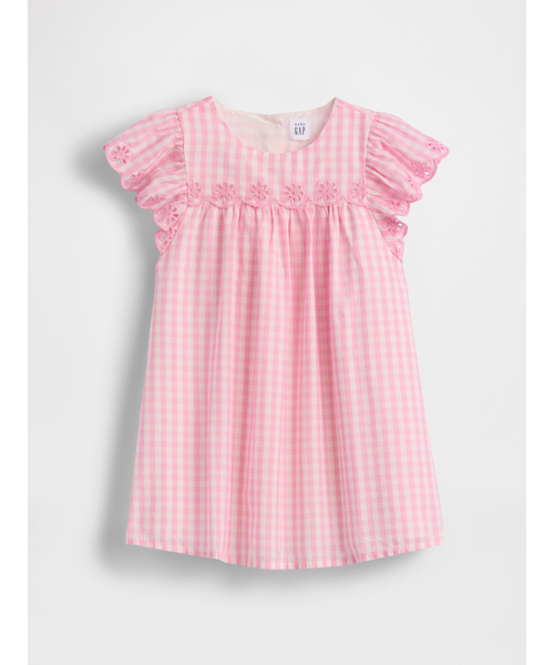 GAP(ギャップ)の「アイレット ギンガムチェック ワンピース (幼児・ベビー)(ワンピース・キッズ・ピンク・80cm/90cm/100cm)」の1枚目の写真