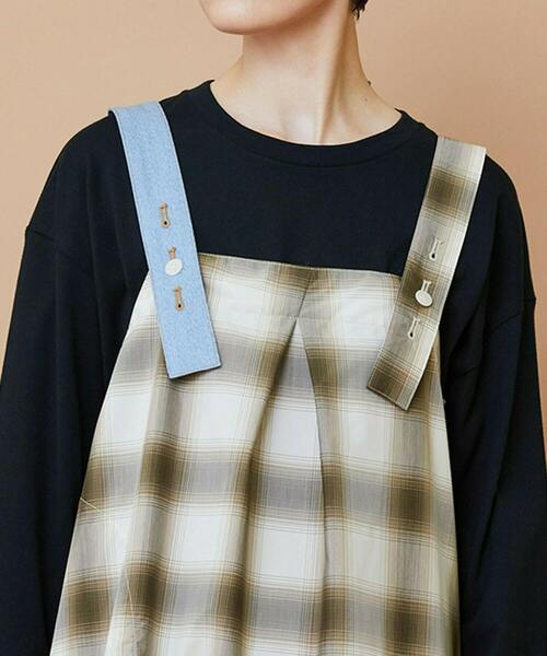 FRAPBOIS（フラボア）の「オンブレー ジャンパースカート（ジャンパースカート・レディース・ベージュ/グリーン・1/0）」の7枚目の写真