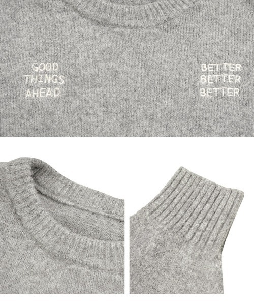 KOBE LETTUCE(コウベレタス)の「ロゴ刺繍ニットトップス(ニット/セーター・レディース・ネイビー/ピンク/グレー・M)」の12枚目の写真