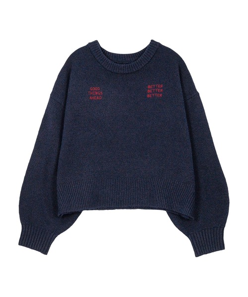 KOBE LETTUCE(コウベレタス)の「ロゴ刺繍ニットトップス(ニット/セーター・レディース・ネイビー/ピンク/グレー・M)」の14枚目の写真