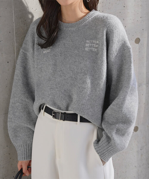 KOBE LETTUCE(コウベレタス)の「ロゴ刺繍ニットトップス(ニット/セーター・レディース・ネイビー/ピンク/グレー・M)」の16枚目の写真