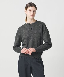 LOEFF | ＜LOEFF＞ダメージ ヘンリーネック ニット UNISEX(ニット/セーター)