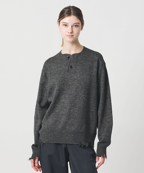 LOEFF(ロエフ)の「<LOEFF>ダメージ ヘンリーネック ニット UNISEX(ニット/セーター・レディース・ダークブラウン/ダークグレー・0/1/2)」の10枚目の写真