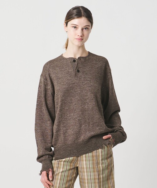LOEFF(ロエフ)の「<LOEFF>ダメージ ヘンリーネック ニット UNISEX(ニット/セーター・レディース・ダークブラウン/ダークグレー・0/1/2)」の11枚目の写真