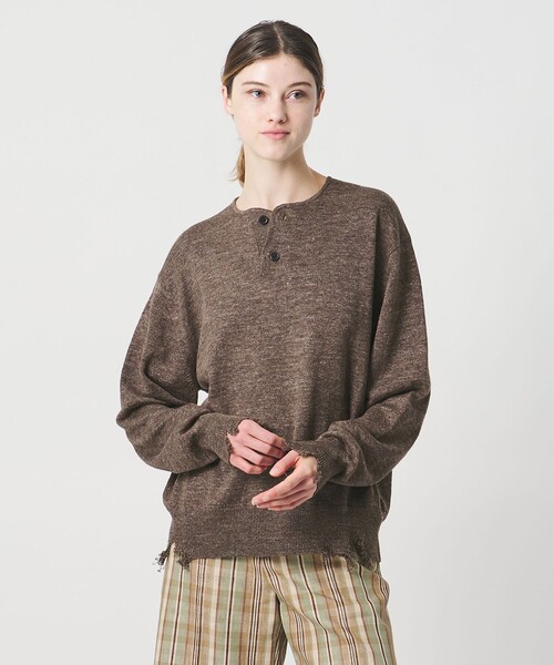 LOEFF(ロエフ)の「<LOEFF>ダメージ ヘンリーネック ニット UNISEX(ニット/セーター・レディース・ダークブラウン/ダークグレー・0/1/2)」の12枚目の写真