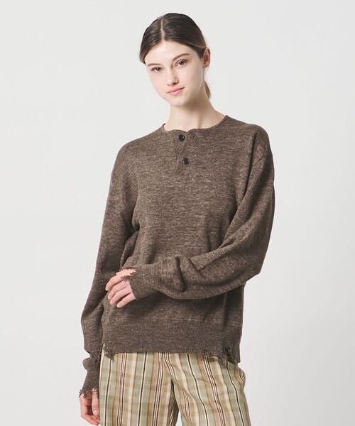 LOEFF(ロエフ)の「<LOEFF>ダメージ ヘンリーネック ニット UNISEX(ニット/セーター・レディース・ダークブラウン/ダークグレー・0/1/2)」の13枚目の写真