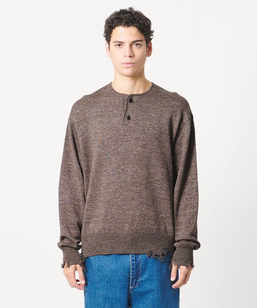 LOEFF(ロエフ)の「<LOEFF>ダメージ ヘンリーネック ニット UNISEX(ニット/セーター・レディース・ダークブラウン/ダークグレー・0/1/2)」の19枚目の写真