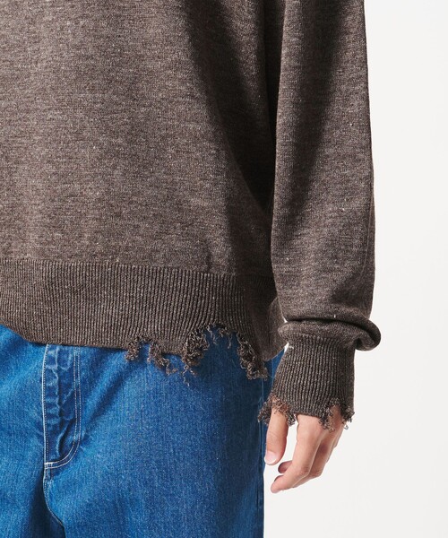 LOEFF（ロエフ）の「＜LOEFF＞ダメージ ヘンリーネック ニット UNISEX（ニット/セーター・レディース・ダークブラウン/ダークグレー・0/1/2）」の19枚目の写真