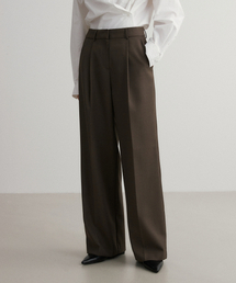 SUARE WOMEN（スアレウーマン）の「(ウィメンズ)ウールワンタックセミワイドスラックスブラウン（スラックス）」