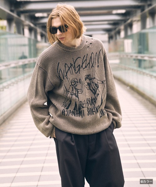 MAISON SPECIAL（メゾンスペシャル）の「《UNISEX》【EVANGELION for MAISON SPECIAL】Prime-Over Crew Neck Distressed Knit/「エヴァンゲリオン」プライムオーバークルーネックダメージニット【MAISON SPECIAL/メゾンスペシャル】（ニット/セーター・メンズ・その他2/その他1・1/2）」の4枚目の写真