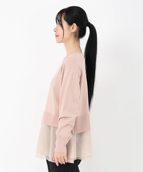 STRAWBERRY-FIELDS（ストロベリーフィールズ）の「エリシアストレッチ_オーガンジードッキングニット（ニット/セーター・レディース・ライトピンク/ネイビー/ブラック×ホワイト・2）」の5枚目の写真