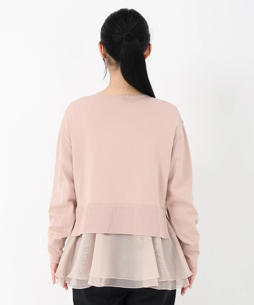 STRAWBERRY-FIELDS（ストロベリーフィールズ）の「エリシアストレッチ_オーガンジードッキングニット（ニット/セーター・レディース・ライトピンク/ネイビー/ブラック×ホワイト・2）」の6枚目の写真