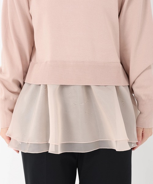 STRAWBERRY-FIELDS（ストロベリーフィールズ）の「エリシアストレッチ_オーガンジードッキングニット（ニット/セーター・レディース・ライトピンク/ネイビー/ブラック×ホワイト・2）」の10枚目の写真