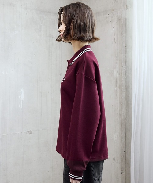 ROCHEM（ローシェン）の「ワンポイントロゴ刺繍鹿の子ポンチ長袖ポロシャツ【短丈】（ポロシャツ・メンズ・オフホワイト/ブラック/ワイン/ネイビー・XS/S/M/L）」の15枚目の写真