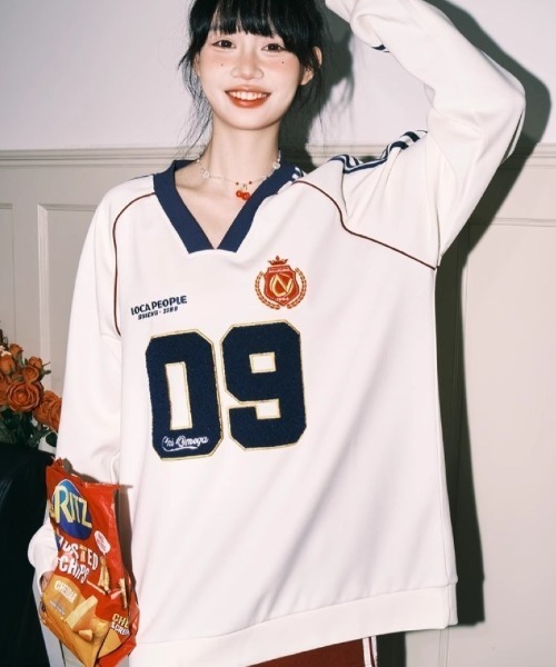 Ritzy(リッツィー)の「ヴィンテージスポーツナンバー T シャツ(Tシャツ/カットソー・レディース・ベージュ/ネイビー/ブラック・M/L)」の2枚目の写真