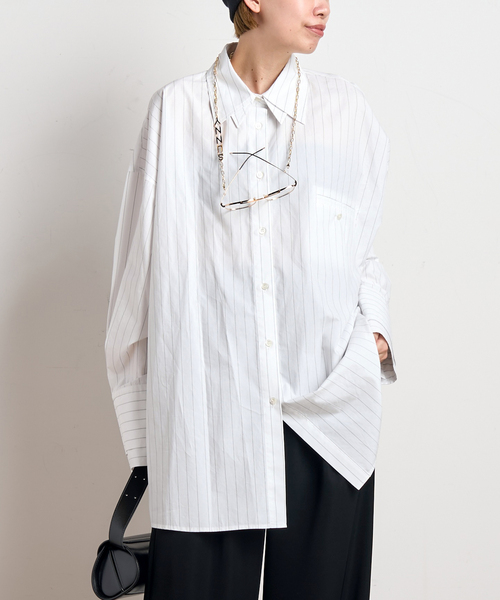 PROVOKE (プロヴォーク)の「【PROVOKE/プロヴォーク】layered big shirt(シャツ/ブラウス・レディース・ライトブルー/ホワイト・FREE)」の2枚目の写真