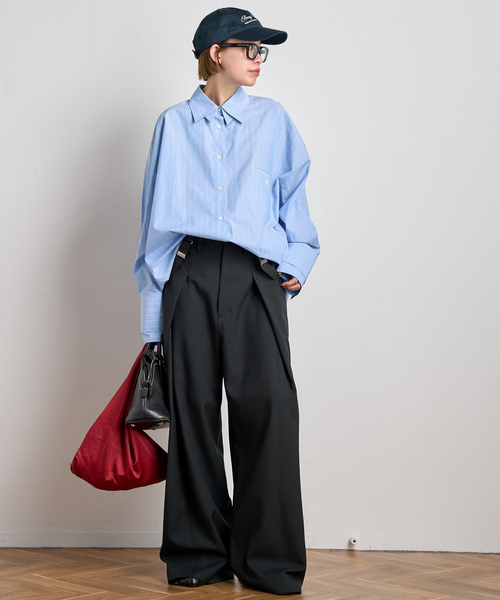 PROVOKE (プロヴォーク)の「【PROVOKE/プロヴォーク】layered big shirt(シャツ/ブラウス・レディース・ライトブルー/ホワイト・FREE)」の5枚目の写真