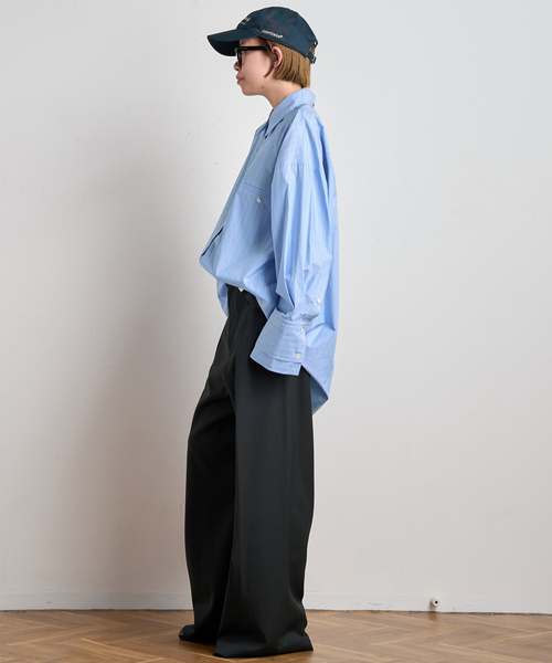PROVOKE (プロヴォーク)の「【PROVOKE/プロヴォーク】layered big shirt(シャツ/ブラウス・レディース・ライトブルー/ホワイト・FREE)」の6枚目の写真