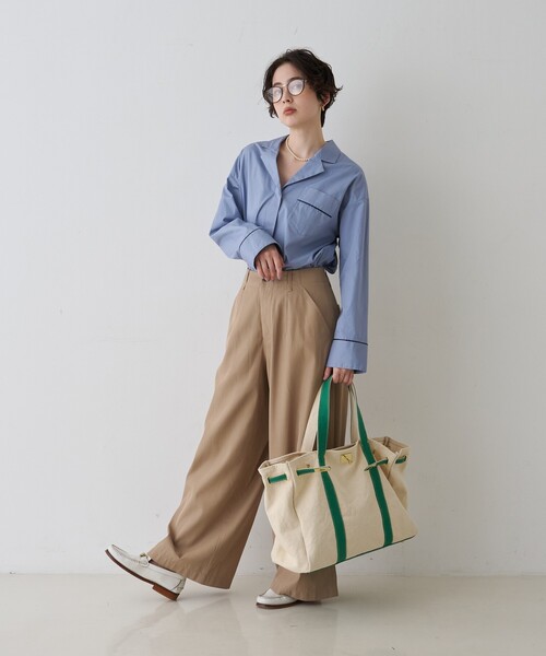 Rouge vif(ルージュヴィフ)の「【セットアップ対応】オープンカラーシャツ(シャツ/ブラウス・レディース・サックスブルー/ストライプ・フリー)」の17枚目の写真