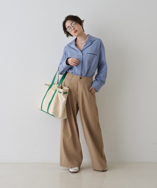 Rouge vif(ルージュヴィフ)の「【セットアップ対応】オープンカラーシャツ(シャツ/ブラウス・レディース・サックスブルー/ストライプ・フリー)」の19枚目の写真