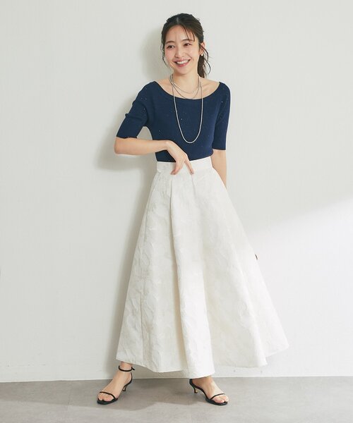 La boutique BonBon（ラブティックボンボン）の「【最強着映え】お花ジャガードスカート（スカート・レディース・サックスブルー/ホワイト/イエロー・36/38）」の15枚目の写真