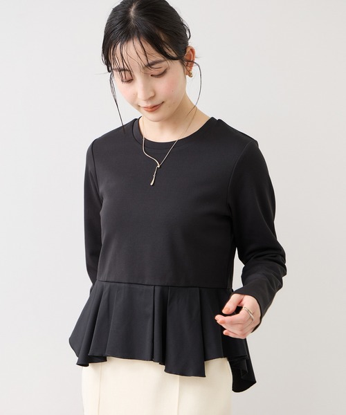 VIS（ビス）の「イレギュラーヘムペプラムカットソープルオーバー（Tシャツ/カットソー・レディース・ブラック/ホワイト・FREE）」の19枚目の写真