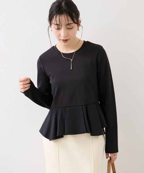 VIS（ビス）の「イレギュラーヘムペプラムカットソープルオーバー（Tシャツ/カットソー・レディース・ブラック/ホワイト・FREE）」の11枚目の写真