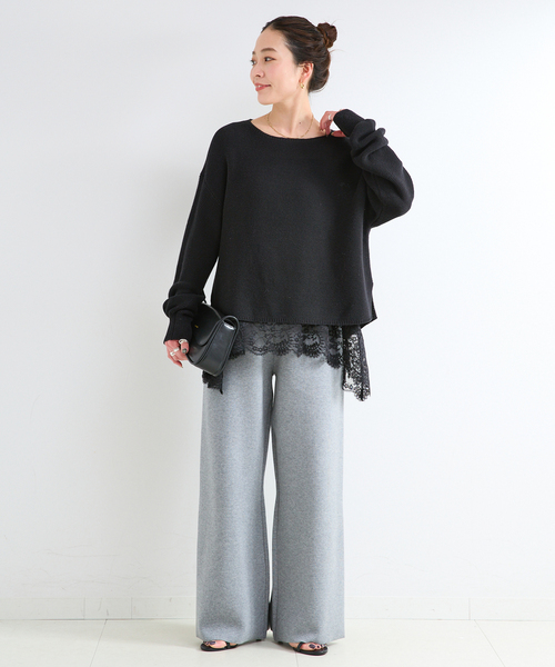 B.C STOCK（ベーセーストック）の「手洗い可 / ガーター編みプルオーバー（ニット/セーター・レディース・ホワイト/グリーン/ピンク/ブラック・FREE）」の5枚目の写真