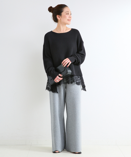 B.C STOCK（ベーセーストック）の「手洗い可 / ガーター編みプルオーバー（ニット/セーター・レディース・ホワイト/グリーン/ピンク/ブラック・FREE）」の6枚目の写真