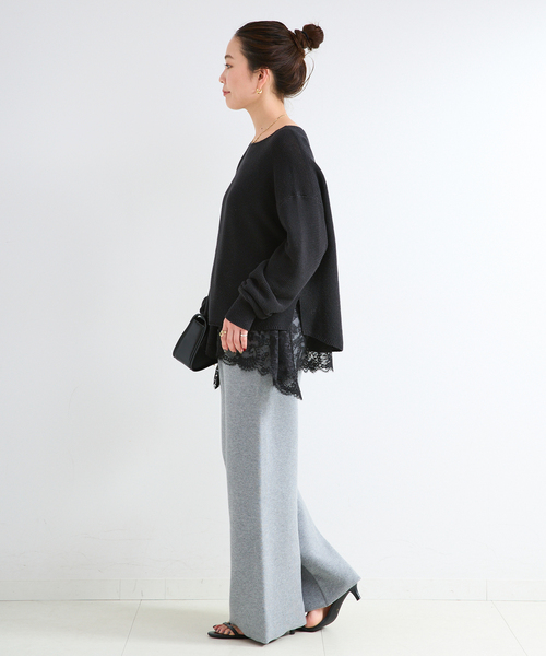 B.C STOCK（ベーセーストック）の「手洗い可 / ガーター編みプルオーバー（ニット/セーター・レディース・ホワイト/グリーン/ピンク/ブラック・FREE）」の7枚目の写真