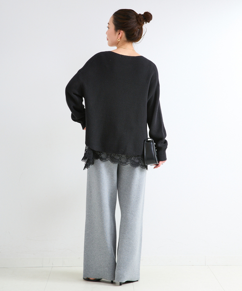 B.C STOCK（ベーセーストック）の「手洗い可 / ガーター編みプルオーバー（ニット/セーター・レディース・ホワイト/グリーン/ピンク/ブラック・FREE）」の8枚目の写真