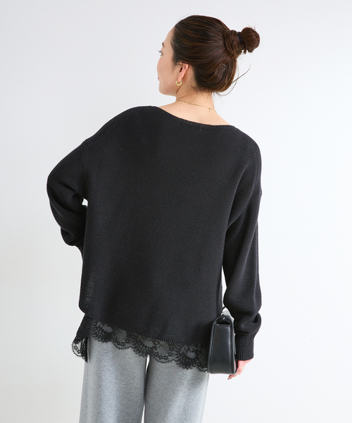 B.C STOCK（ベーセーストック）の「手洗い可 / ガーター編みプルオーバー（ニット/セーター・レディース・ホワイト/グリーン/ピンク/ブラック・FREE）」の11枚目の写真