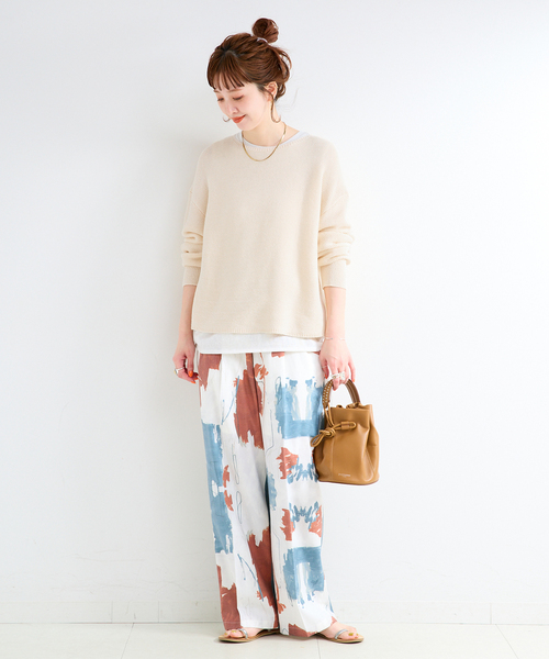 B.C STOCK（ベーセーストック）の「手洗い可 / ガーター編みプルオーバー（ニット/セーター・レディース・ホワイト/グリーン/ピンク/ブラック・FREE）」の12枚目の写真